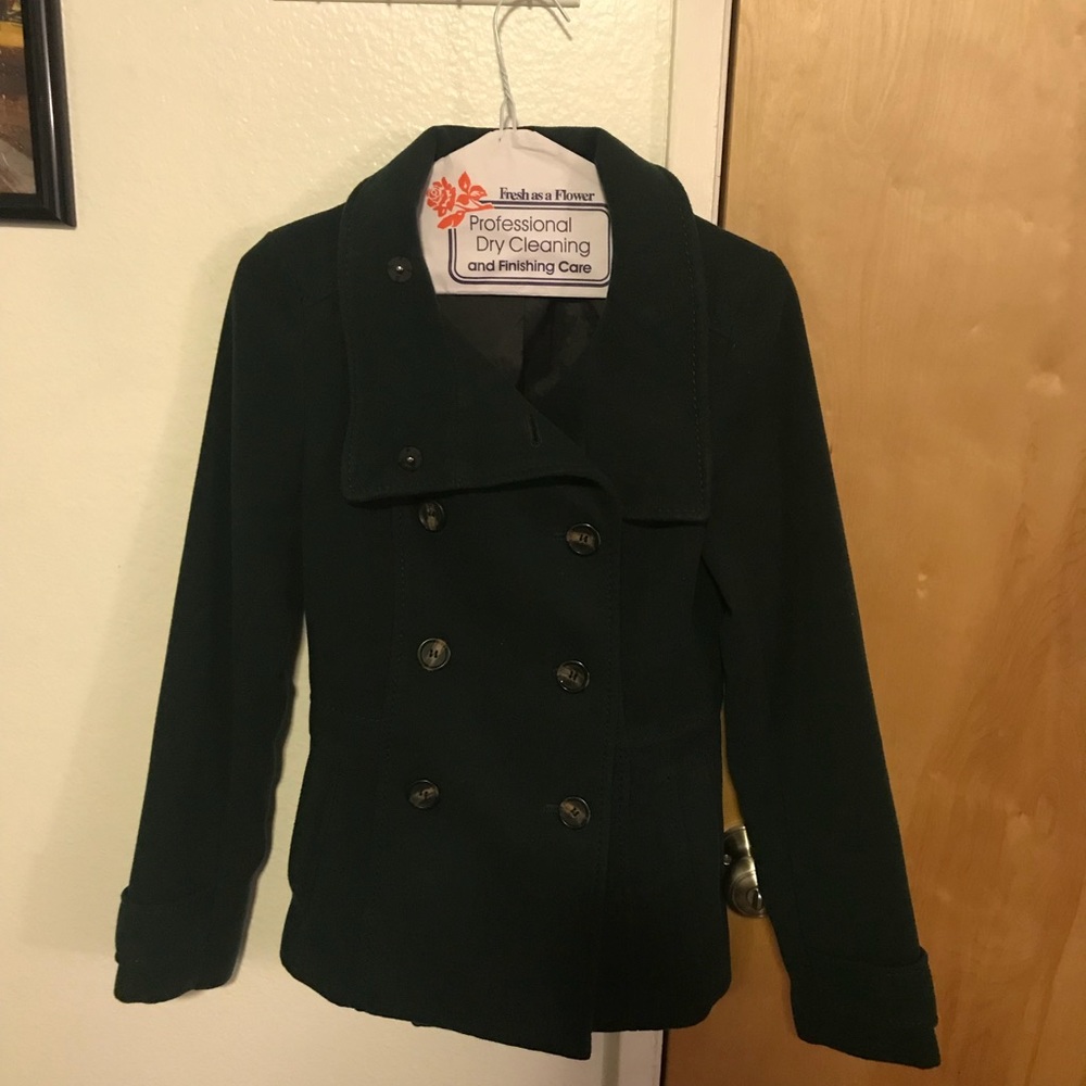 Beautiful Dark Green Pea Coat - Like New